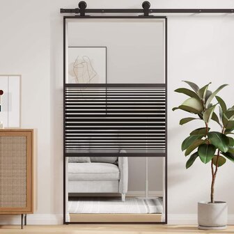 Glazen deur Gestreept Zwart 90 x 2 x 205 cm Aluminium 3
