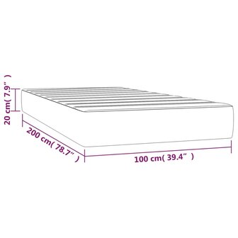 Pocketveringmatras medium 100x200x20 cm fluweel lichtgrijs 7