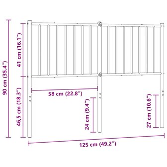 Vervangend hoofdbord metaal wit 120 cm 7