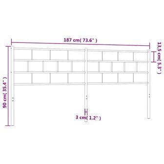 Vervangend hoofdbord 180 cm metaal wit 8