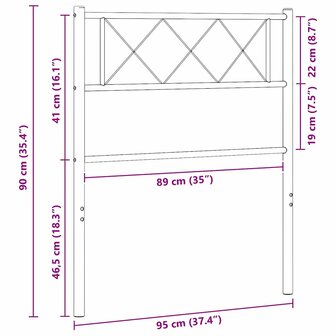 Vervangend hoofdbord 90 cm metaal zwart 6