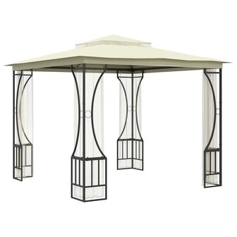 Prieel met netten 300x300x265 cm cr&egrave;mekleurig 3