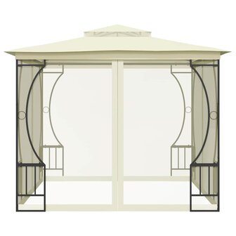 Prieel met netten 300x300x265 cm cr&egrave;mekleurig 4