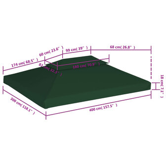 Vervangend tentdoek prieel 310 g/m&sup2; 3x4 m groen 6