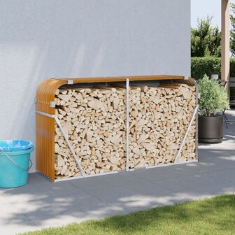 Haardhoutopslag 180x45x100 cm gegalvaniseerd staal houtlook 1