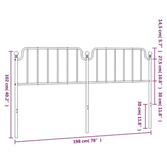 Vervangend hoofdbord 193 cm metaal wit 7