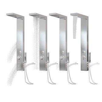 Douchepaneelsysteem vierkant roestvrij staal 4