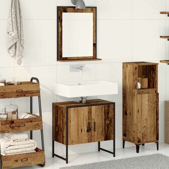 Badkamermeubelset Wandgemonteerd 2 pcs Bruin Bewerkt hout 1