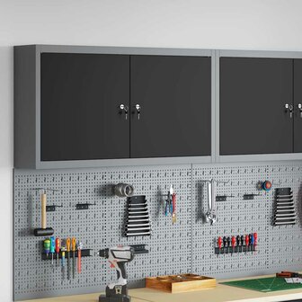Gereedschapskast met plank Zwart en Grijs 50 x 20 x 55 cm 1