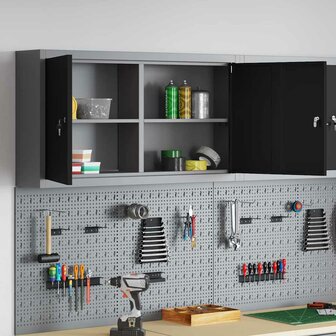 Gereedschapskast met plank Zwart en Grijs 50 x 20 x 55 cm 4