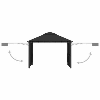 Prieel met uitschuifbare daken 180 g/m&sup2; 3x3x2,75 m antraciet 3
