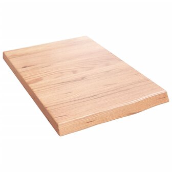 Wastafelblad 40x60x(2-4) cm behandeld massief hout lichtbruin 2