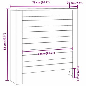 Radiatorafdekking Zwart Eiken 78 x 20 x 82 cm Bewerkt hout 9