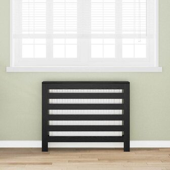 Radiatorafdekking Zwart Eiken 104 x 20 x 82 cm Bewerkt hout 1