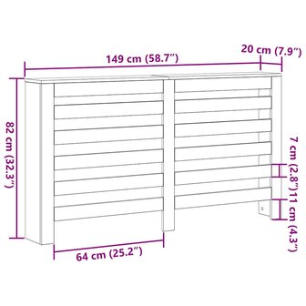 Radiatorafdekking Zwart Eiken 149 x 20 x 82 cm Bewerkt hout 9