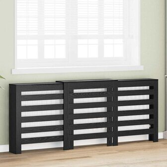Radiatorafdekking Zwart Eiken 205 x 21,5 x 83,5 cm Bewerkt hout 3