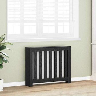 Radiatorafdekking Zwart Eiken 104 x 20 x 82 cm Bewerkt hout 3