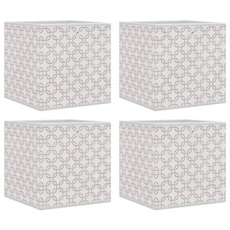 Opbergboxen 4 st inklapbaar 32x32x32 cm ongeweven stof cr&egrave;me 2