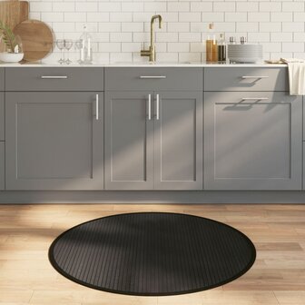 Vloerkleed rond 100 cm bamboe zwart 1