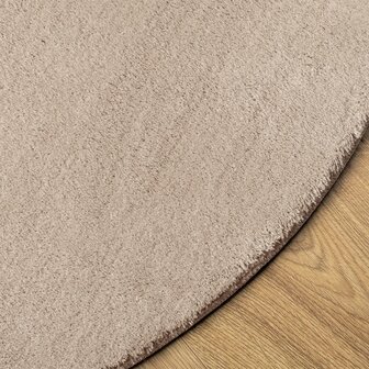 Vloerkleed HUARTE laagpolig zacht wasbaar &Oslash; 80 cm zandkleurig 4