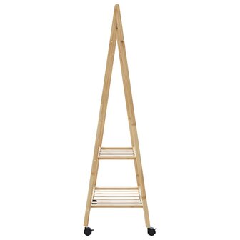Kledingrek met schappen en wielen 96x45,5x155,5 cm bamboe 5