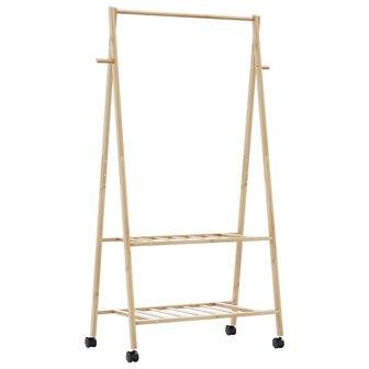 Kledingrek met schappen en wielen 96x45,5x155,5 cm bamboe 6