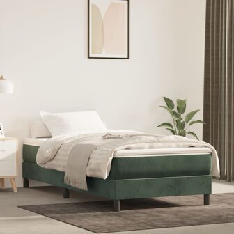 Pocketveringmatras medium 90x190x20 cm fluweel donkergroen 1