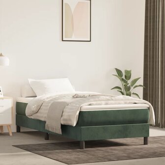 Pocketveringmatras medium 90x200x20 cm fluweel donkergroen 1