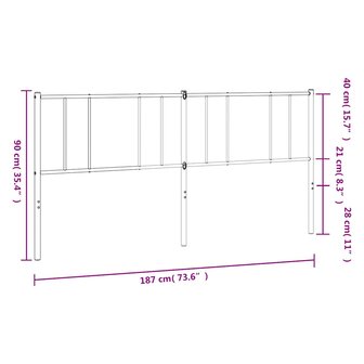 Vervangend hoofdbord 180 cm metaal wit 8