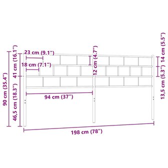 Vervangend hoofdbord 193 cm metaal zwart 8