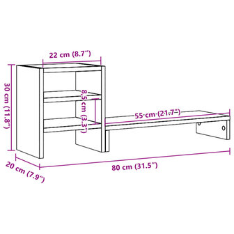 Monitorstandaard met bureau-organizer hout gerookt eikenkleurig 9