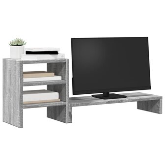 Monitorstandaard met bureau-organizer bewerkt hout grijs sonoma 3