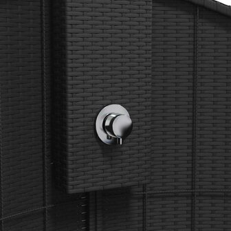 Buitendouche 100x100x241,5 cm poly rattan en acaciahout zwart 8