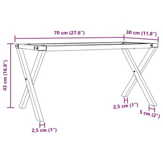 Salontafelpoten X-frame 70x30x43 cm staal 9