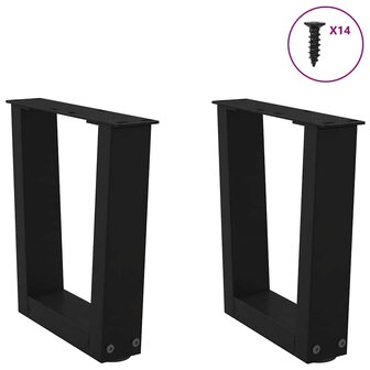 Salontafelpoten 2 st V-vormig 30x(30-31,3) cm staal zwart 3