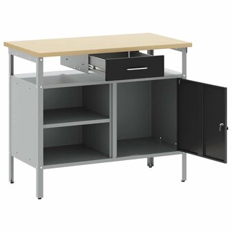 Werkbank met lade met plank Zwart en Grijs 100 x 55 x 85 cm 5