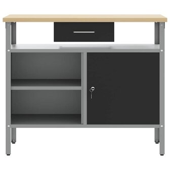 Werkbank met lade met plank Zwart en Grijs 100 x 55 x 85 cm 6