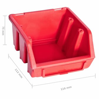 141-delige Opslagbakkenset met wandpanelen rood en zwart 9