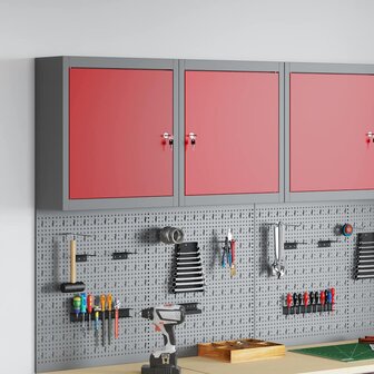 Gereedschapskast met plank Rood en Grijs 50 x 20 x 55 cm 1