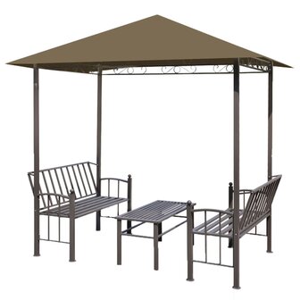 Tuinpaviljoen met tafel en bankjes 180 g/m&sup2; 2,5x1,5x2,4 m taupe	 2