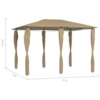 Prieel met paalhoezen 160 g/m&sup2; 3x4x2,6 m taupe 4