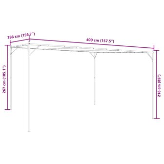 Prieel 4x4 m 180 g/m&sup2; stof en staal wit 9