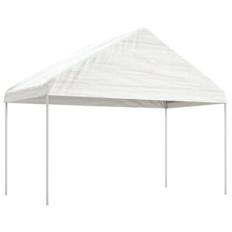 Prieel met dak 4,08x2,23x3,22 m polyetheen wit 1