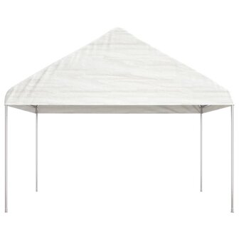 Prieel met dak 4,08x2,23x3,22 m polyetheen wit 2