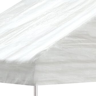 Prieel met dak 4,08x2,23x3,22 m polyetheen wit 3