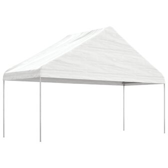 Prieel met dak 5,88x2,23x3,75 m polyetheen wit 1