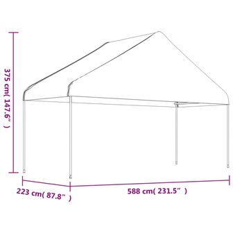 Prieel met dak 5,88x2,23x3,75 m polyetheen wit 4