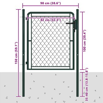 Tuinpoort staal 100x100 cm groen 4