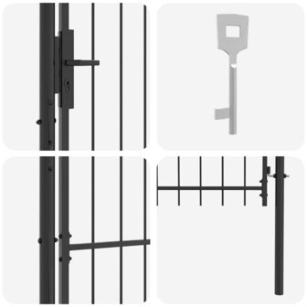 Tuinpoort met slot Grijs 125 x 100 cm Staal 6