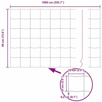Euro Hek Grijs 0,4 x 10 m PVC-gecoat ijzer 9